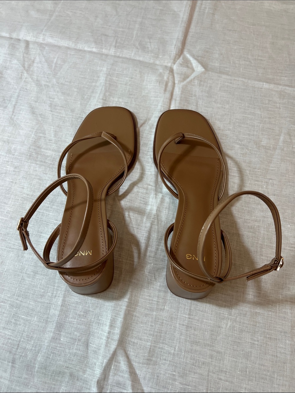 Mango Brown Square-Toe Ankle Strap Block Heel Sandals. Size 9. (40EU). NWOB - Picture 4 of 6